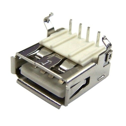 Conector jack USB-A fêmea para placa 90°
