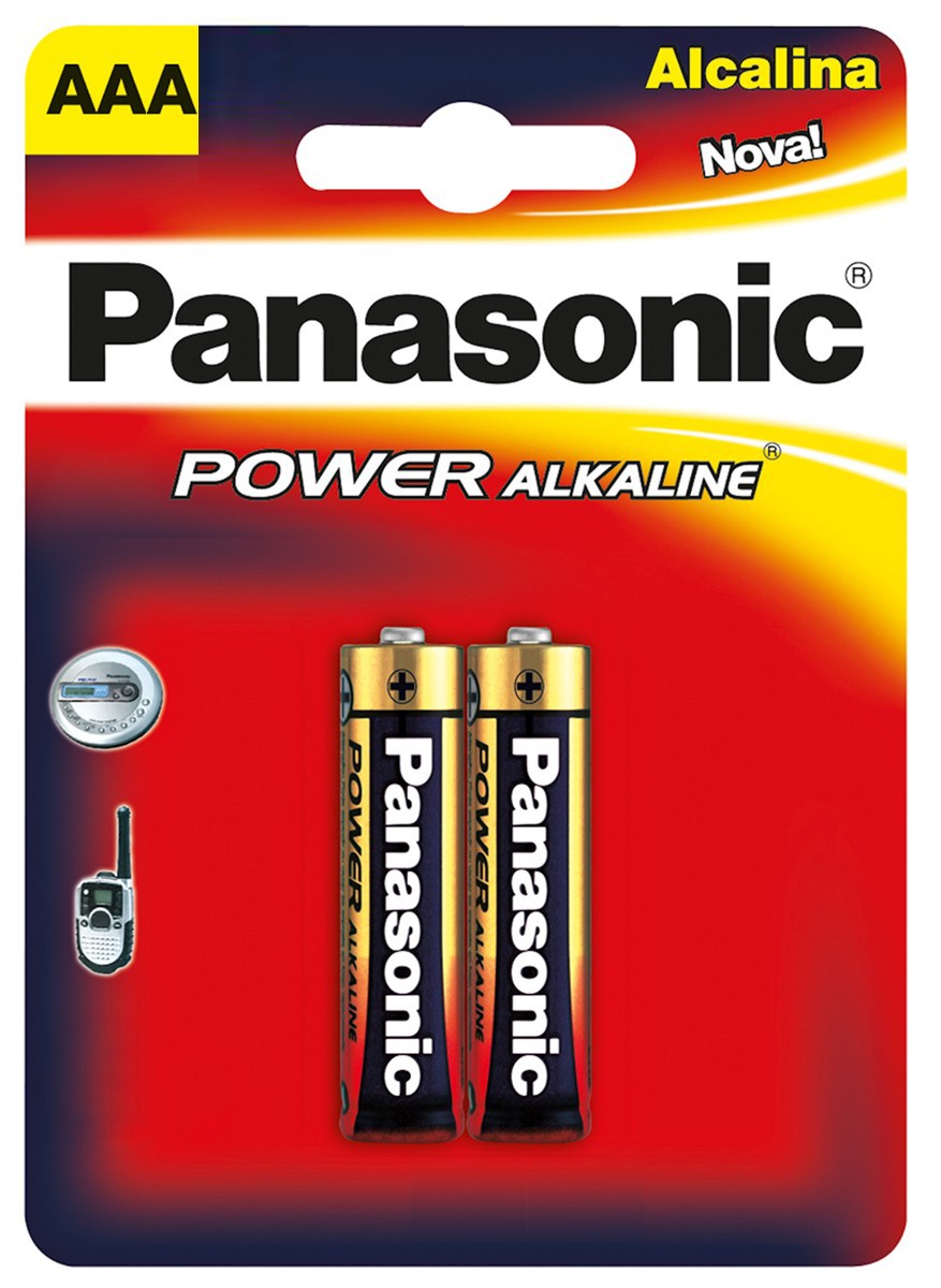 Pilha alcalina palito AAA cartela com 2 pilhas Panasonic