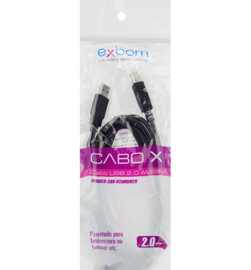 Cabo USB 2.0 AM/BM modelo cbx-u2 ambm30 Exbom