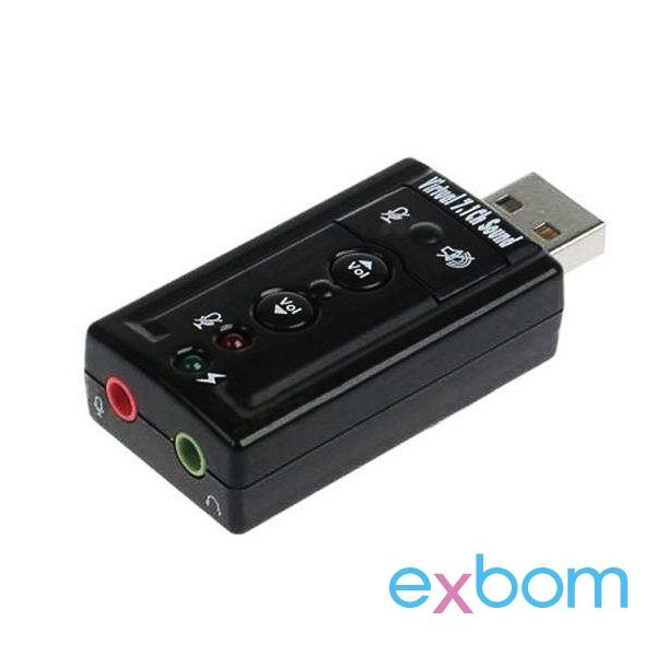 Placa de som USB modelo USON-10 EXBOM 7.1 canais.
