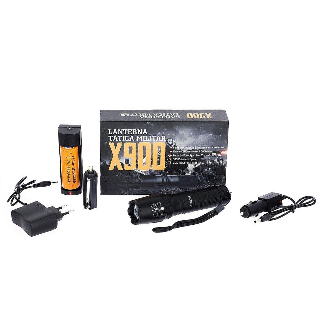 Lanterna tática recarregável X900 com zoom