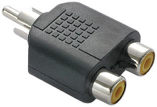 Adaptador RCA x 2 jack RCA fêmea niquelado