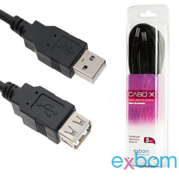 Cabo extensor USB 2.0  5 metros EXbom 
